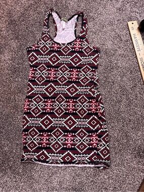 Aztec Print Racerback Tank - Burgundy & Pink - Brat Star brand